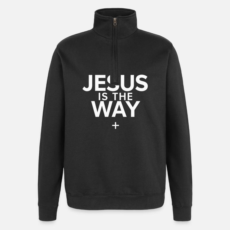 Jésus ist der Weg - Quarter-Zip-Sweatshirt - Schwarz