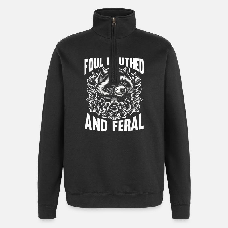 Panda Poubelle - Sweat à zip 1/4 - noir