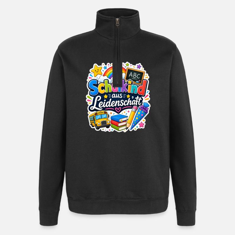 Schulkind 2026 Einschulung 2026 Schulanfang - Quarter-Zip-Sweatshirt - Schwarz