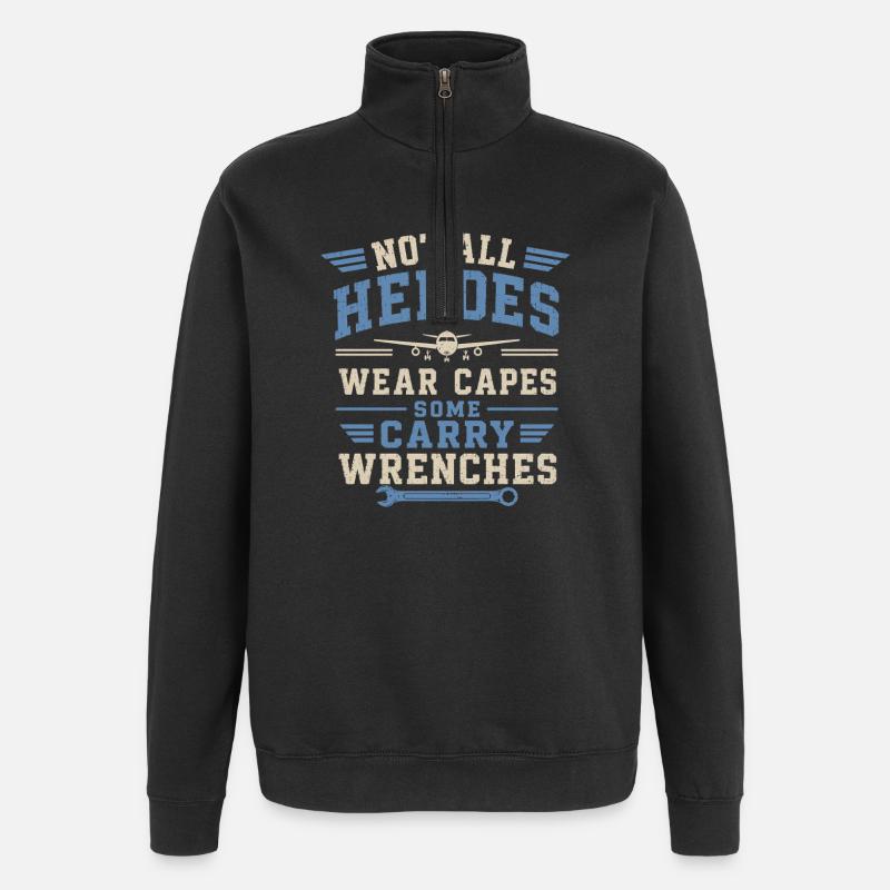 Flugzeugmechaniker Luftfahrt Technik Wartung - Quarter-Zip-Sweatshirt - Schwarz