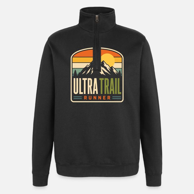 Ultra Trail Runner Mountain Sunset - Quarter-Zip-Sweatshirt - Schwarz