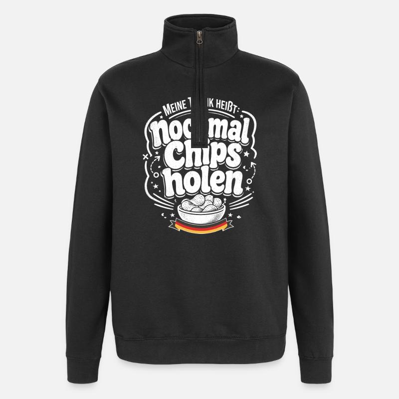 Nochmal Chips holen Taktik - Quarter-Zip-Sweatshirt - Schwarz