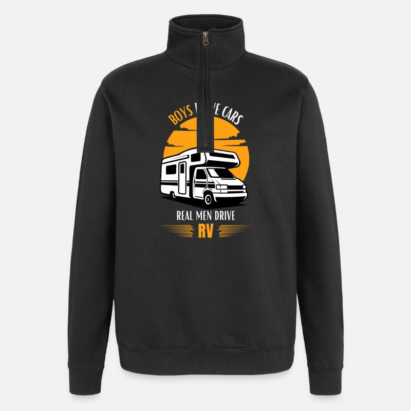 Real Men Drive RV - Quarter-Zip-Sweatshirt - Schwarz