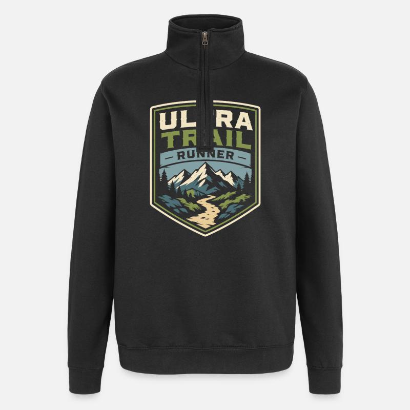 Coureur d’ultra-trail - Sweat à zip 1/4 - noir