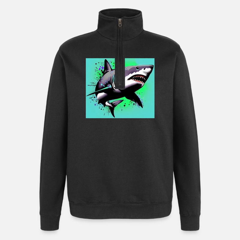 Requin - Sweat à zip 1/4 - noir