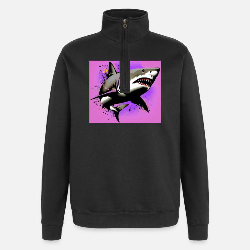 Requin - Sweat à zip 1/4 - noir