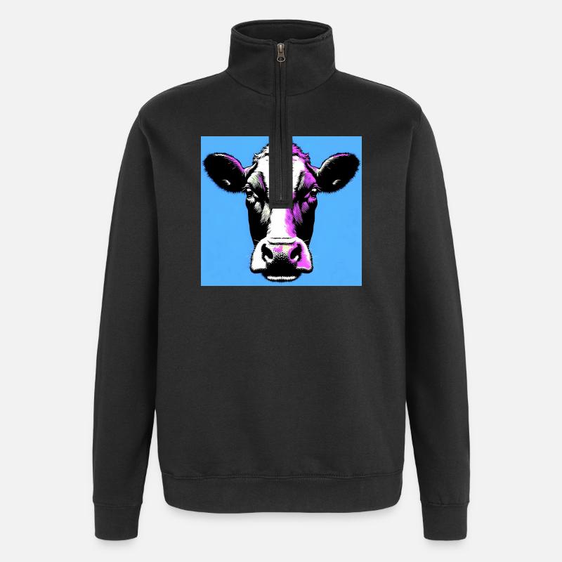 Kuh - Quarter-Zip-Sweatshirt - Schwarz