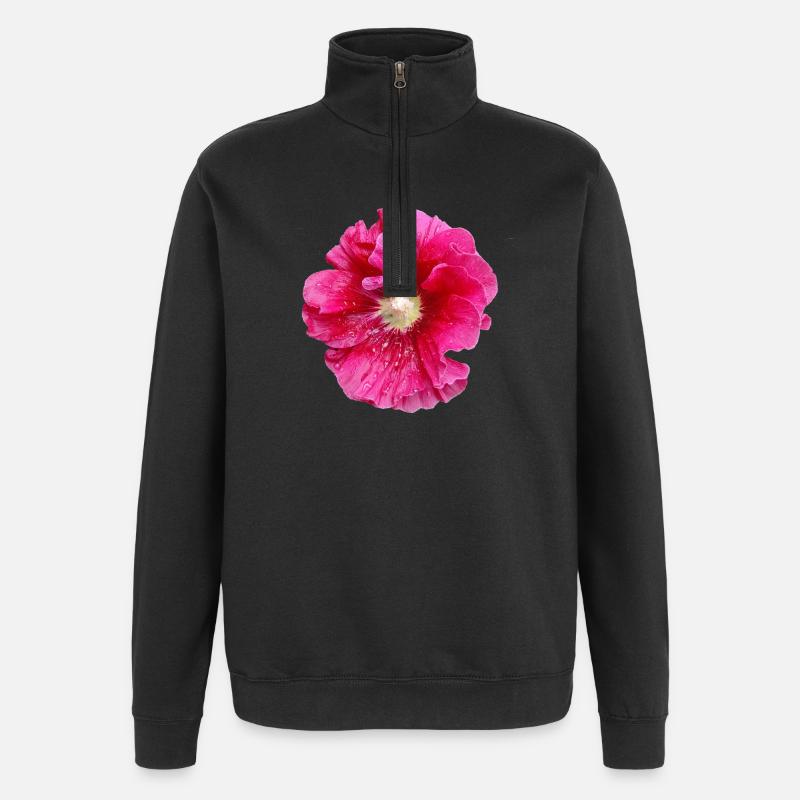 Hollyhock_in_Rain - Quarter-Zip-Sweatshirt - Schwarz