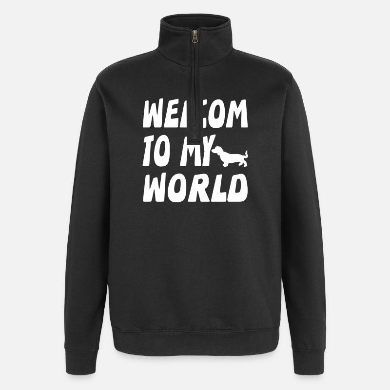 Dackel - Quarter-Zip-Sweatshirt - Schwarz