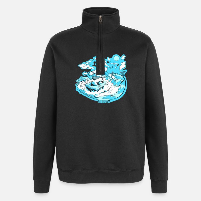 Eisbär-Surfer - Quarter-Zip-Sweatshirt - Schwarz