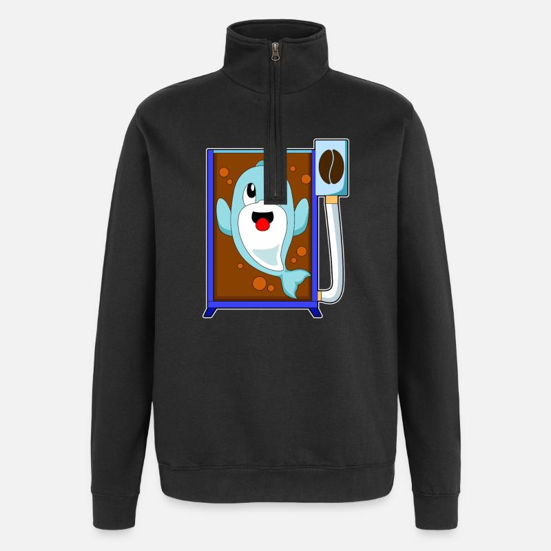 Delfin Kaffeebohne Kaffee - Quarter-Zip-Sweatshirt - Schwarz