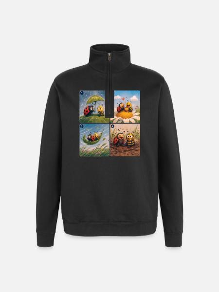 Ladybug and Bee: A Beautiful Friendship - Quarter-Zip Sweatshirt - black