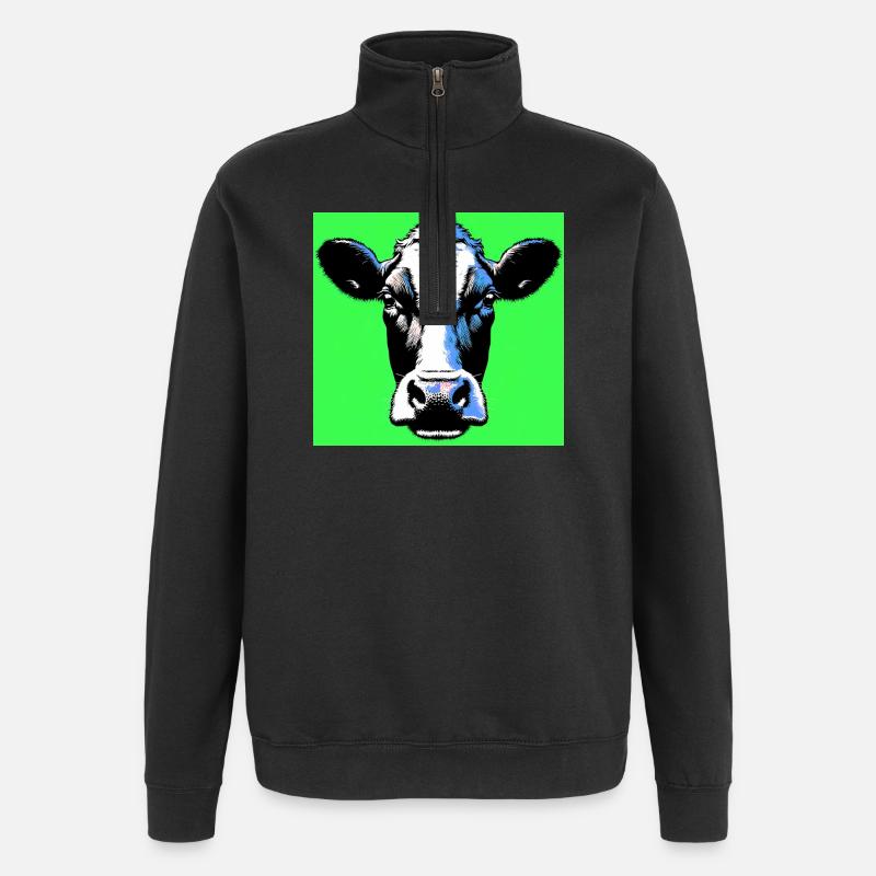 vache - Sweat à zip 1/4 - noir