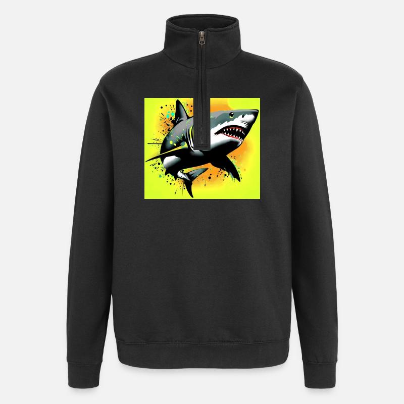 Requin - Sweat à zip 1/4 - noir
