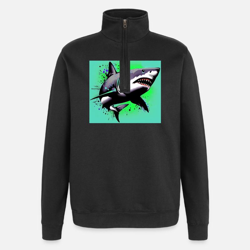 Requin - Sweat à zip 1/4 - noir