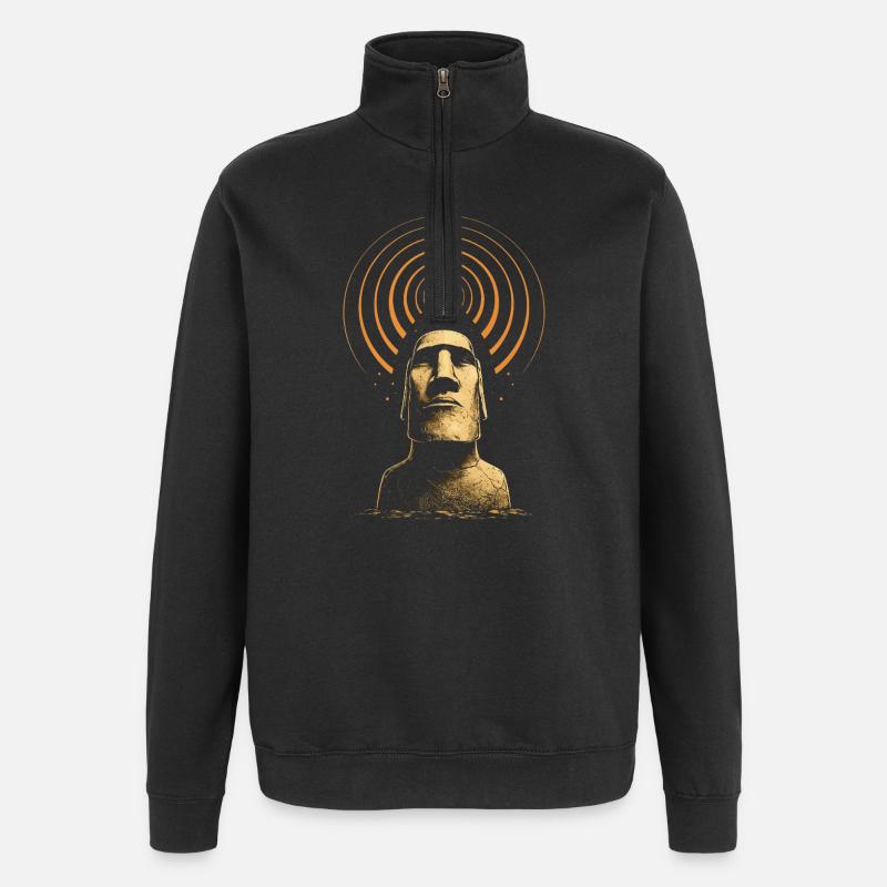 Moai Cosmic Signal - Quarter-Zip Sweatshirt - black