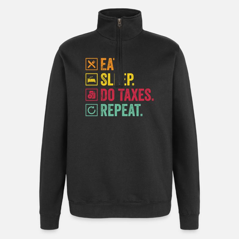 Manger Contrôle du sommeil Répéter - Sweat à zip 1/4 - noir