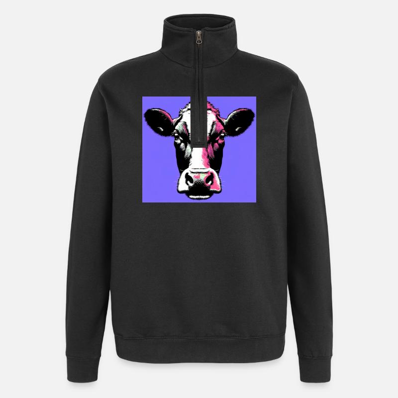Kuh - Quarter-Zip-Sweatshirt - Schwarz