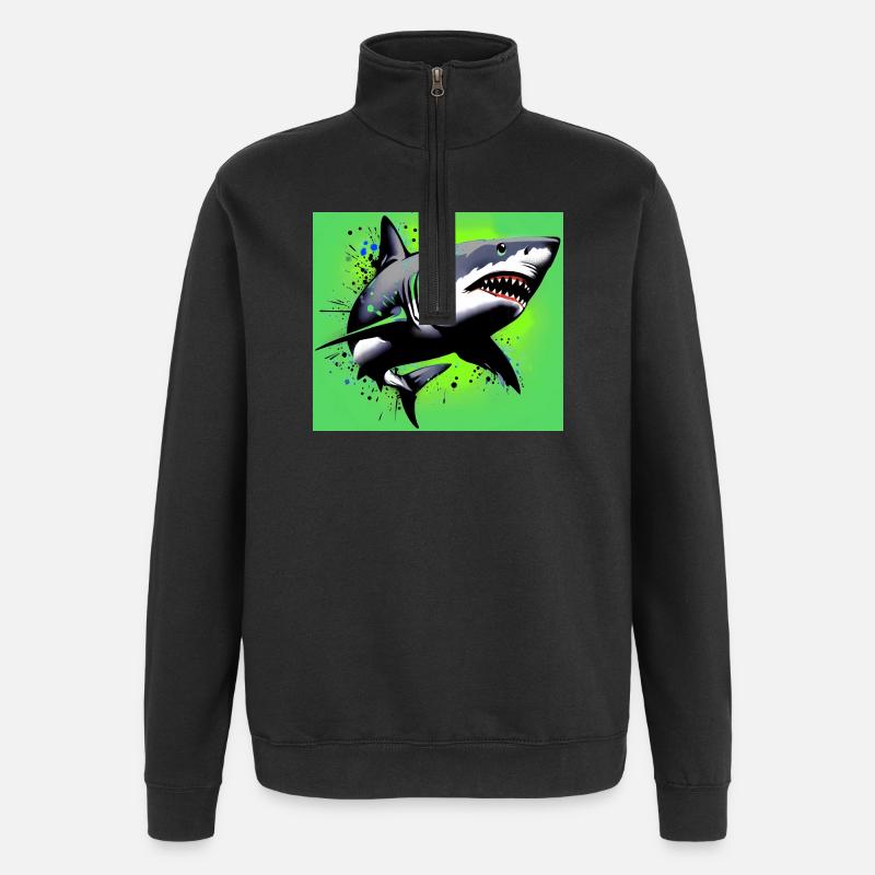 Requin - Sweat à zip 1/4 - noir