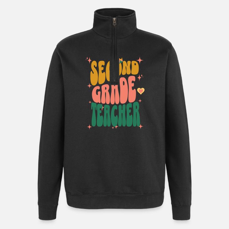 Second Grade Teacher Retro - Quarter-Zip Sweatshirt - black