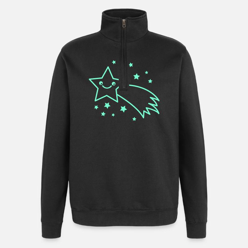 Smiling Star Comet - Quarter-Zip Sweatshirt - black