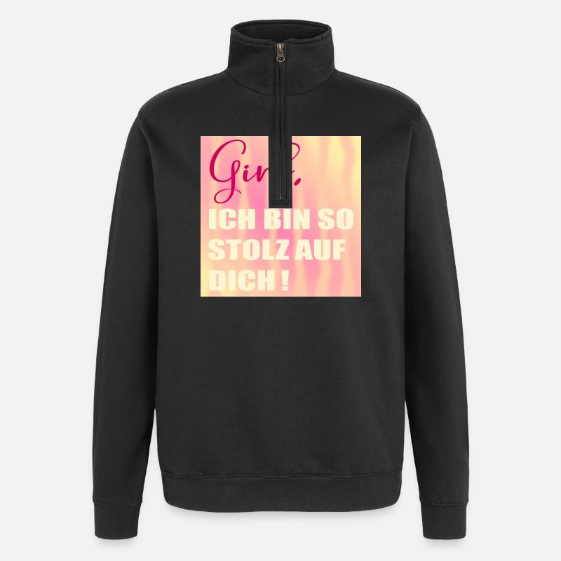 Stolz auf Dich Mädchen - Quarter-Zip-Sweatshirt - Schwarz