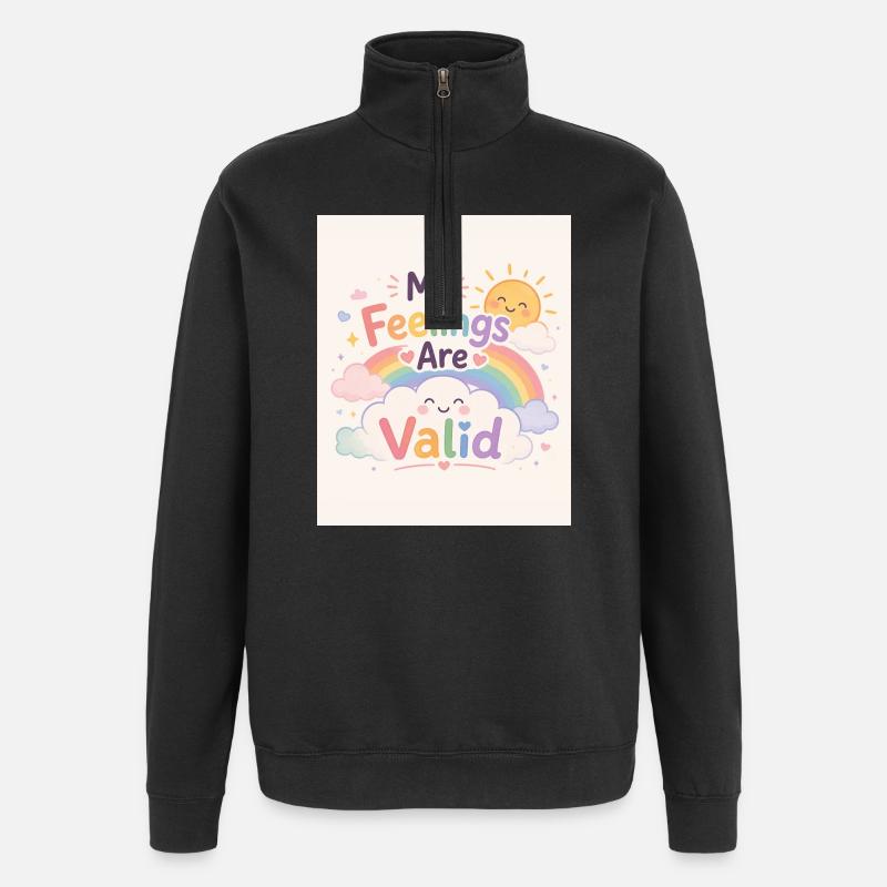 Mes Sentiments Sont Validés - Sweat à zip 1/4 - noir