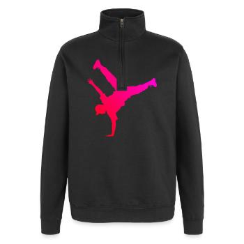 Geschenkidee für einen Breakdancer mit Streetdance - Quarter-Zip-Sweatshirt - Schwarz - Vorne - AI Model Female 172 light (172cm) & AI Model Male 178 dark (178cm)