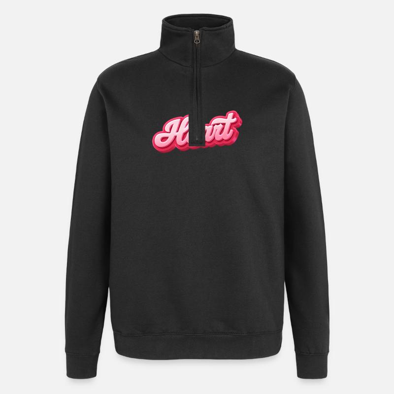 Heartbeat Script Lettering - Quarter-Zip Sweatshirt - black