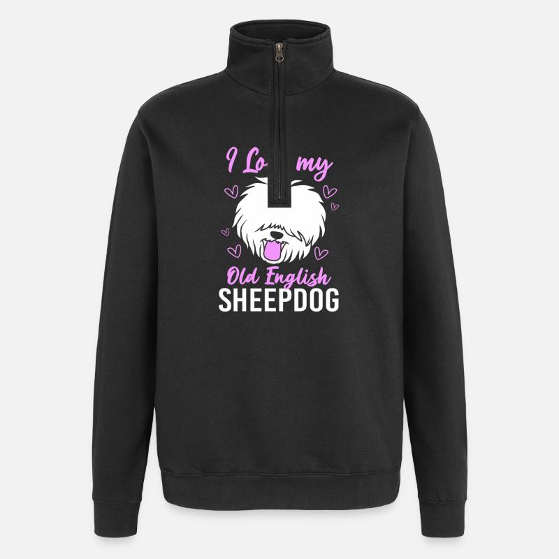 Englischer Schäferhund - Quarter-Zip-Sweatshirt - Schwarz