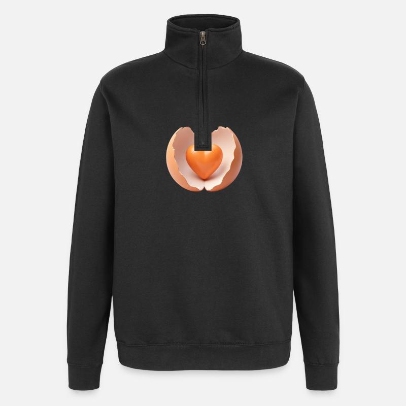 Heart in Broken Eggshell - Quarter-Zip Sweatshirt - black