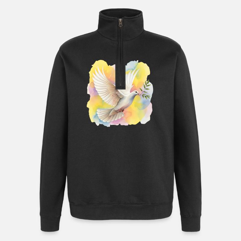 Friedenstaube - Quarter-Zip-Sweatshirt - Schwarz