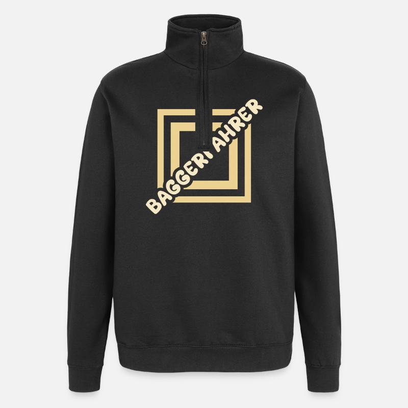 Baggerfahrer - Quarter-Zip-Sweatshirt - Schwarz