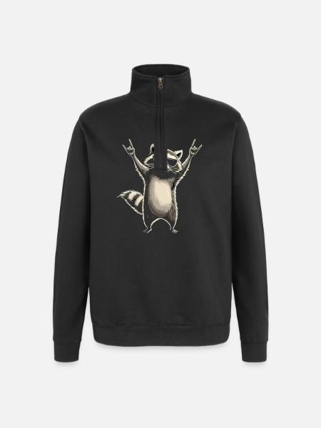 Raccoon with sunglasses - Quarter-Zip Sweatshirt - black