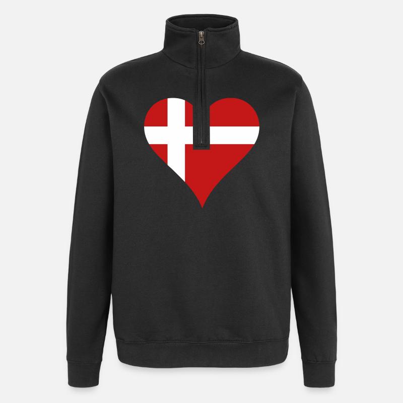 Danish Heart with Flag - Quarter-Zip Sweatshirt - black