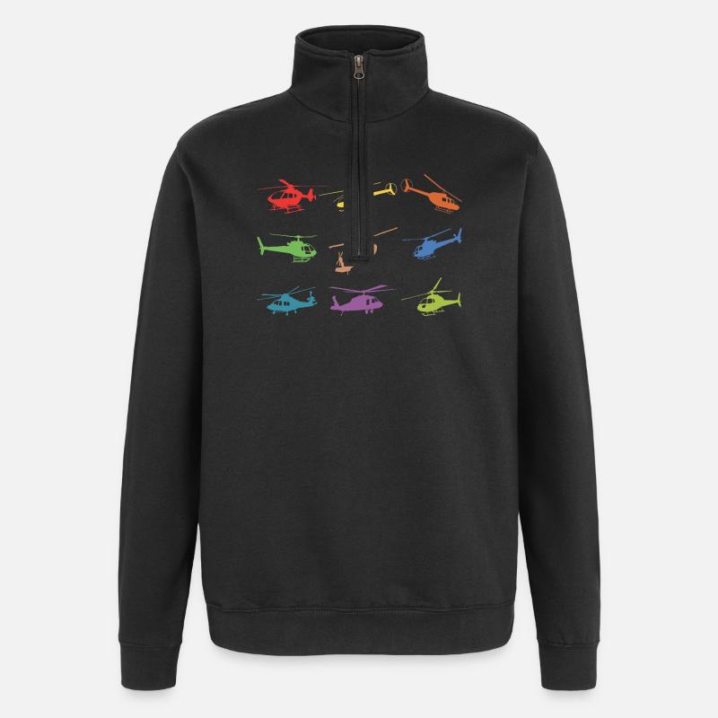 Helikopter Modellbau Pilot - Quarter-Zip-Sweatshirt - Schwarz