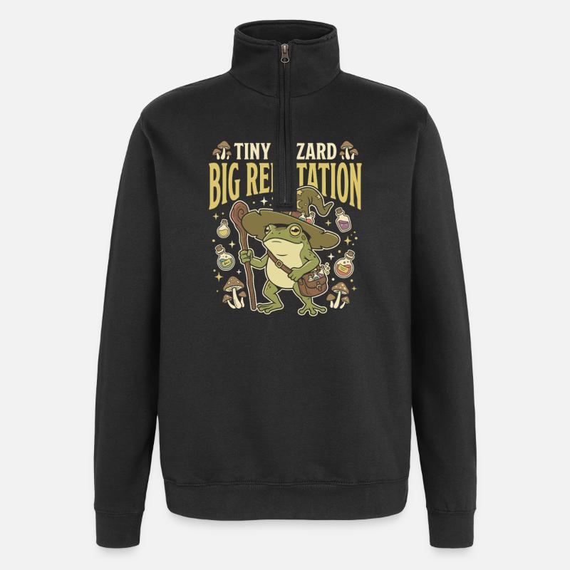 Frog Wizard Frog Magic Frog - Quarter-Zip Sweatshirt - black