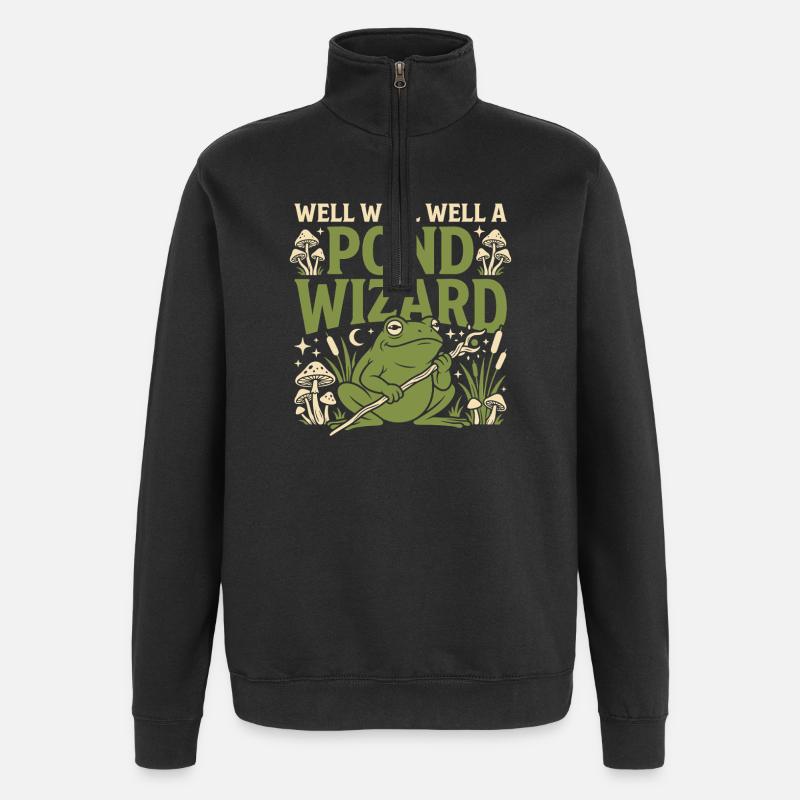 Frog Wizard Frog Magic Frog - Quarter-Zip Sweatshirt - black