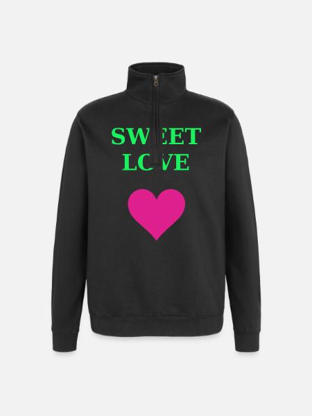 Sweet Love Herz Design - Quarter-Zip-Sweatshirt - Schwarz