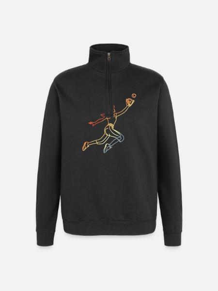 Sketch de joueuse de baseball - Sweat à zip 1/4 - noir