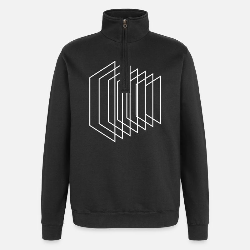 Perspective Grid Lines - Quarter-Zip Sweatshirt - black