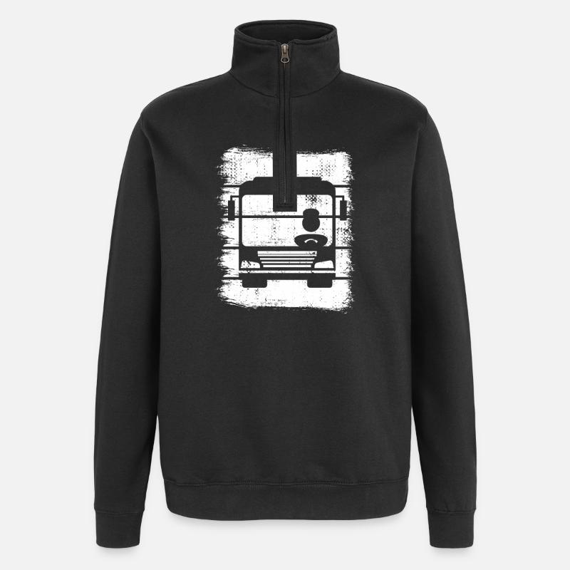 Retro Busfahrer - Quarter-Zip-Sweatshirt - Schwarz
