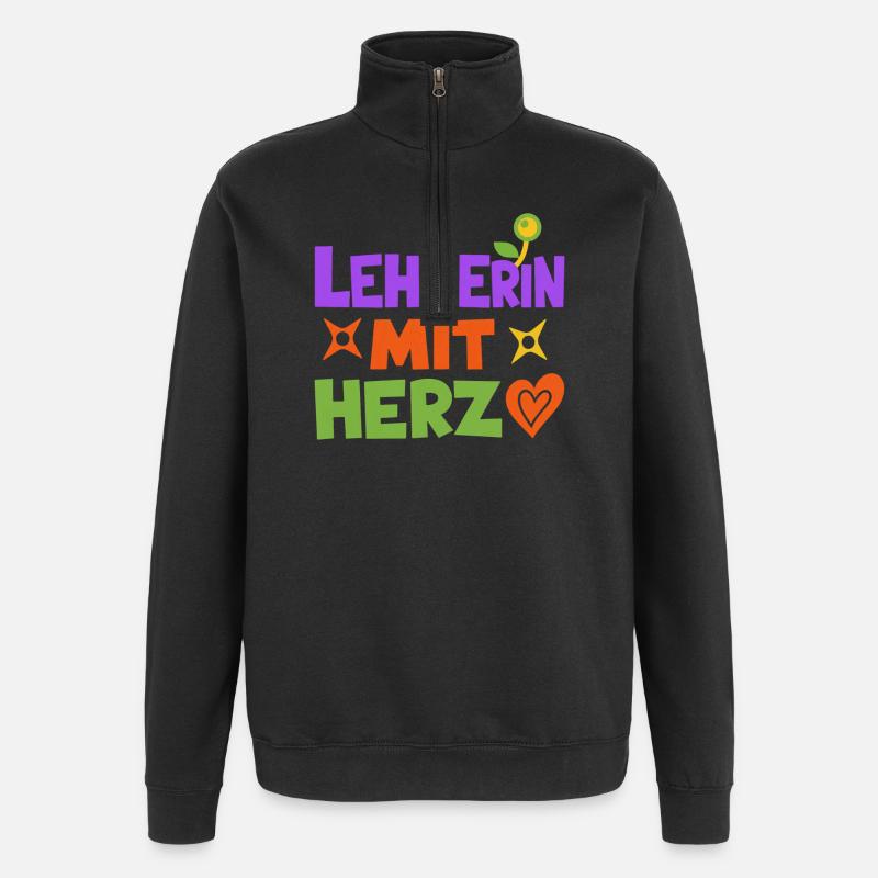 Lehrerin mit Herz!  - Quarter-Zip-Sweatshirt - Schwarz