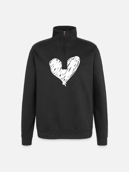 Hand Drawn Heart Love Icon - Quarter-Zip Sweatshirt - black