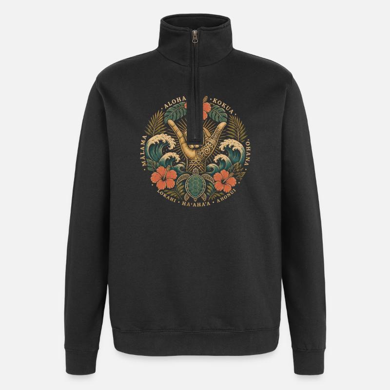 Aloha Shaka Values - Quarter-Zip Sweatshirt - black