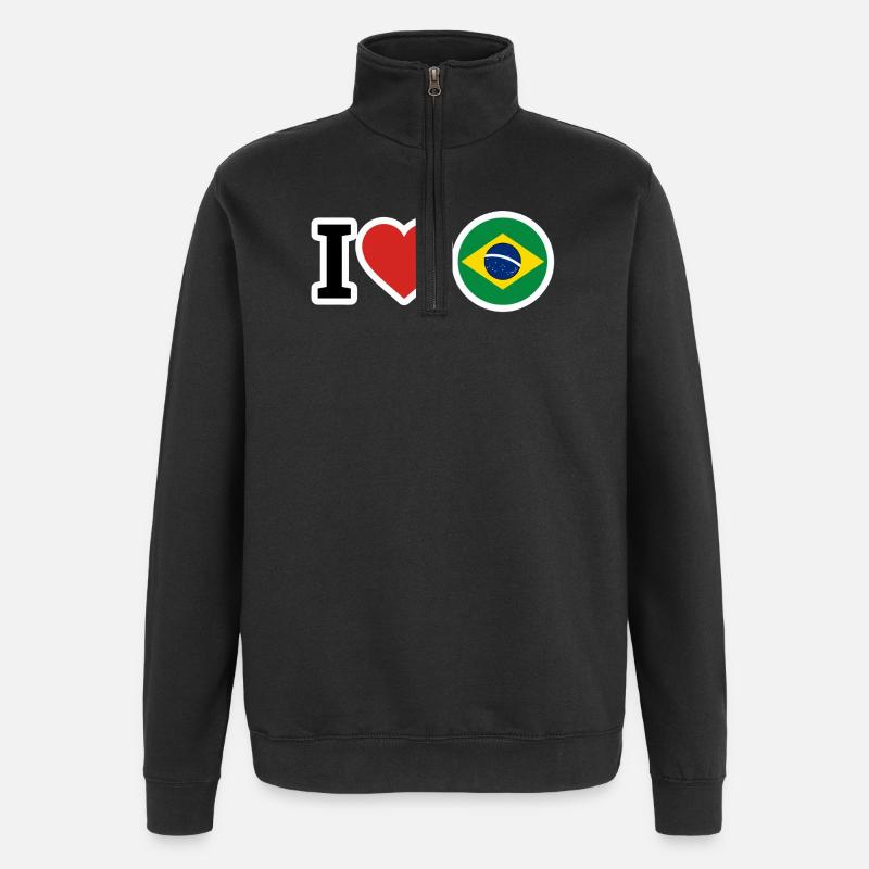 Brésil - Sweat à zip 1/4 - noir