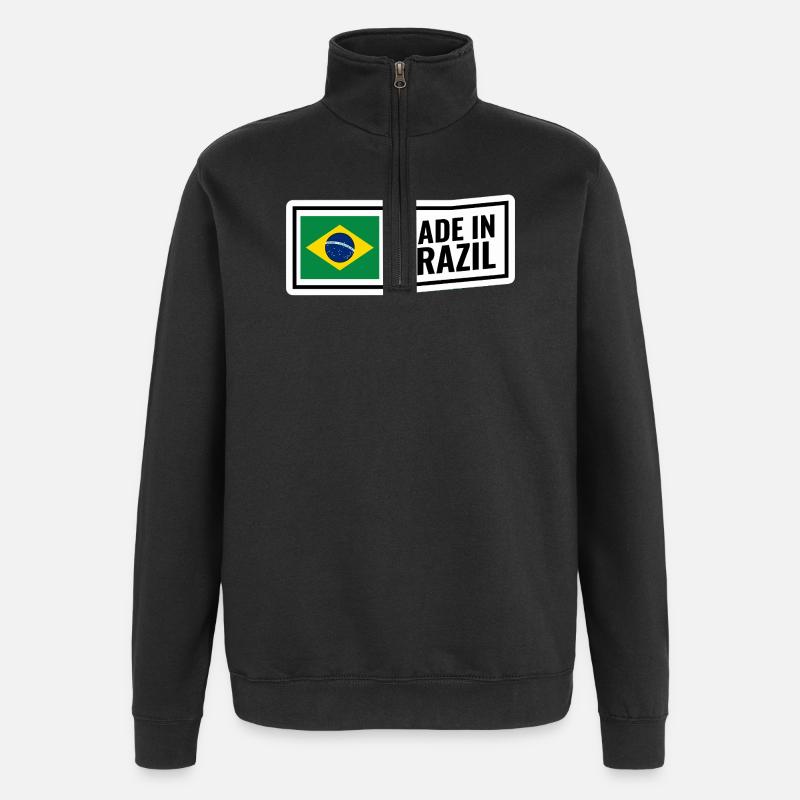 Brésil - Sweat à zip 1/4 - noir