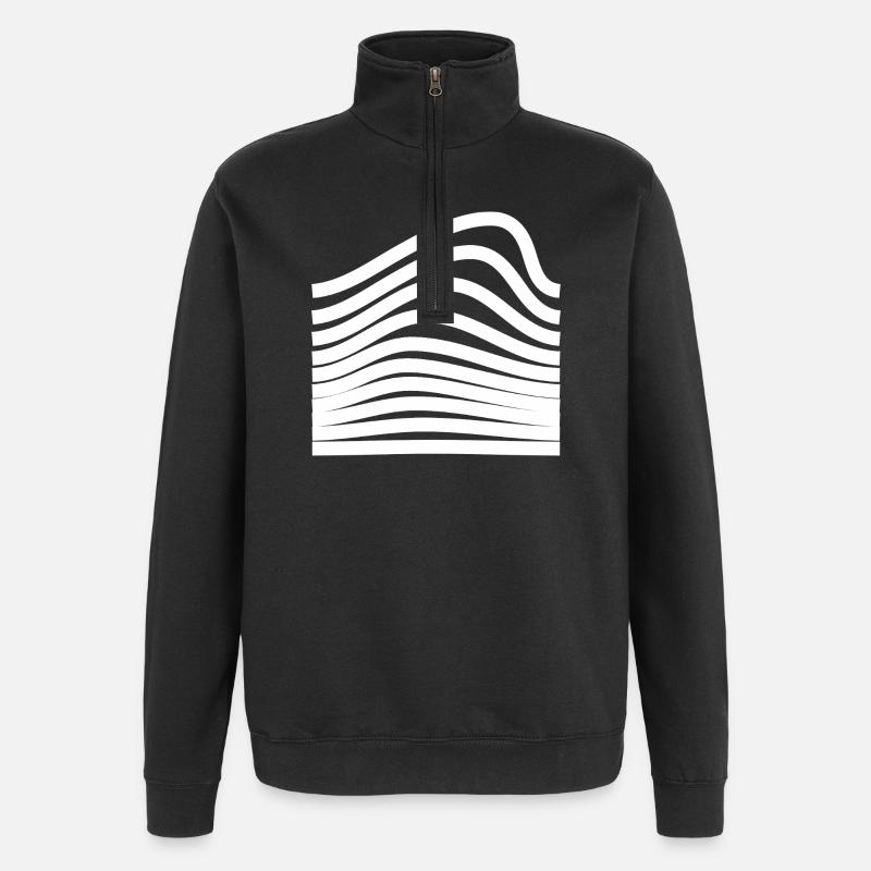 Conception ondulée et audacieuse - Sweat à zip 1/4 - noir