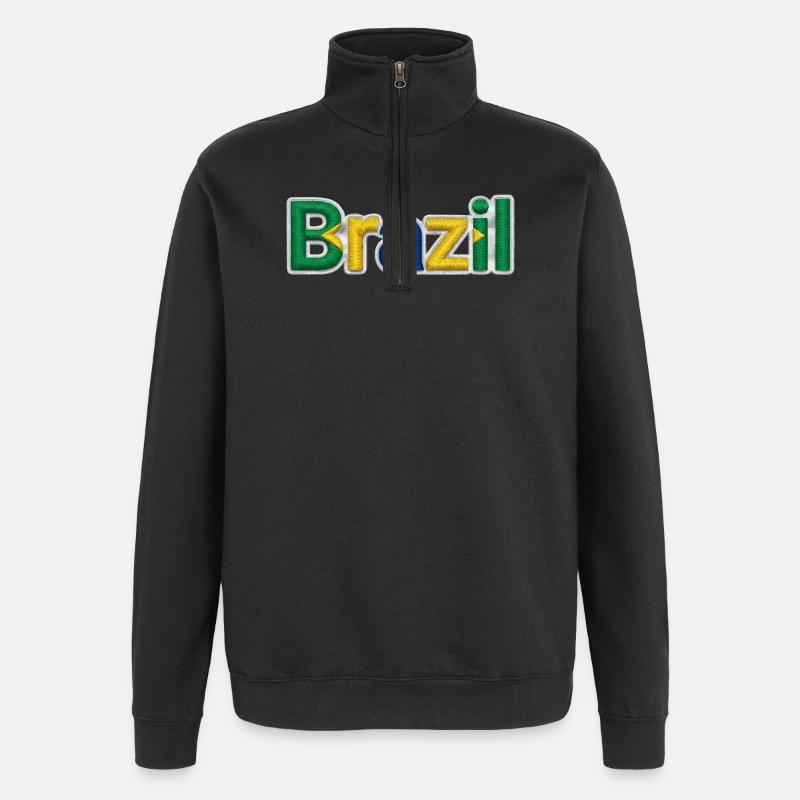 Brésil - Sweat à zip 1/4 - noir