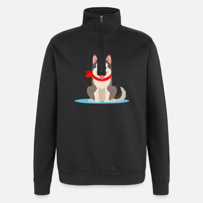 Alaskan-Malamute (Comic) - Quarter-Zip-Sweatshirt - Schwarz